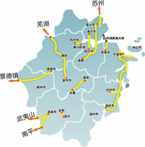 杭新景高速公路三期衢州段一旦通车,可与江西境内的婺源-景德镇