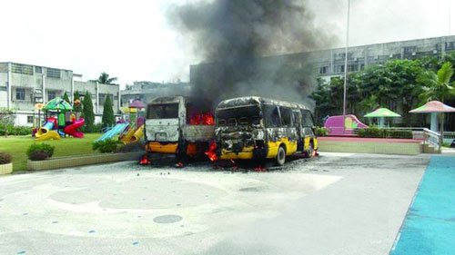 【图】未开学 博罗龙华中心幼儿园两校车自燃
